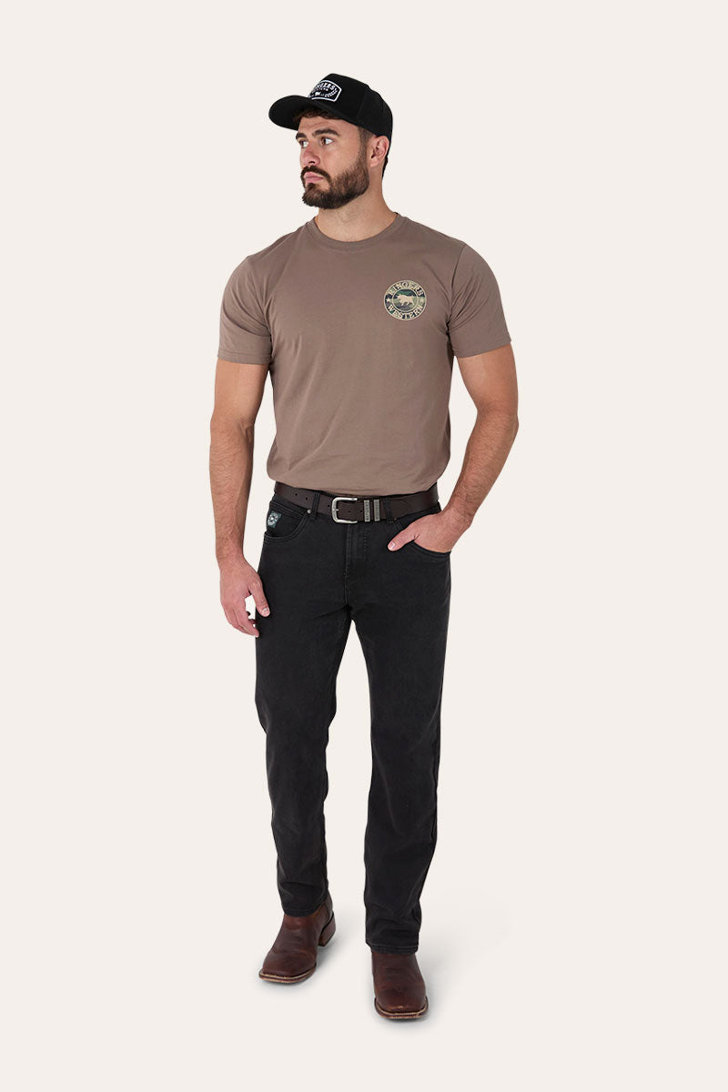 Muster Mens Slim Straight Fit Mid Rise Jeans