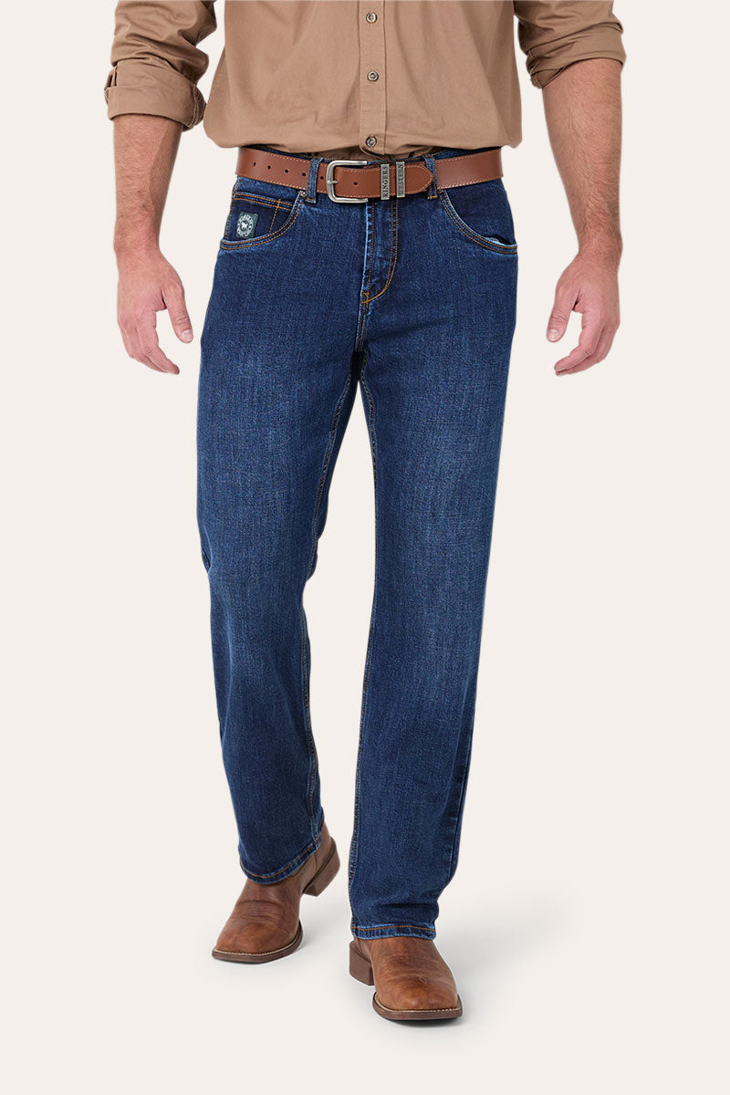 Muster Mens Slim Straight Fit Mid Rise Jeans