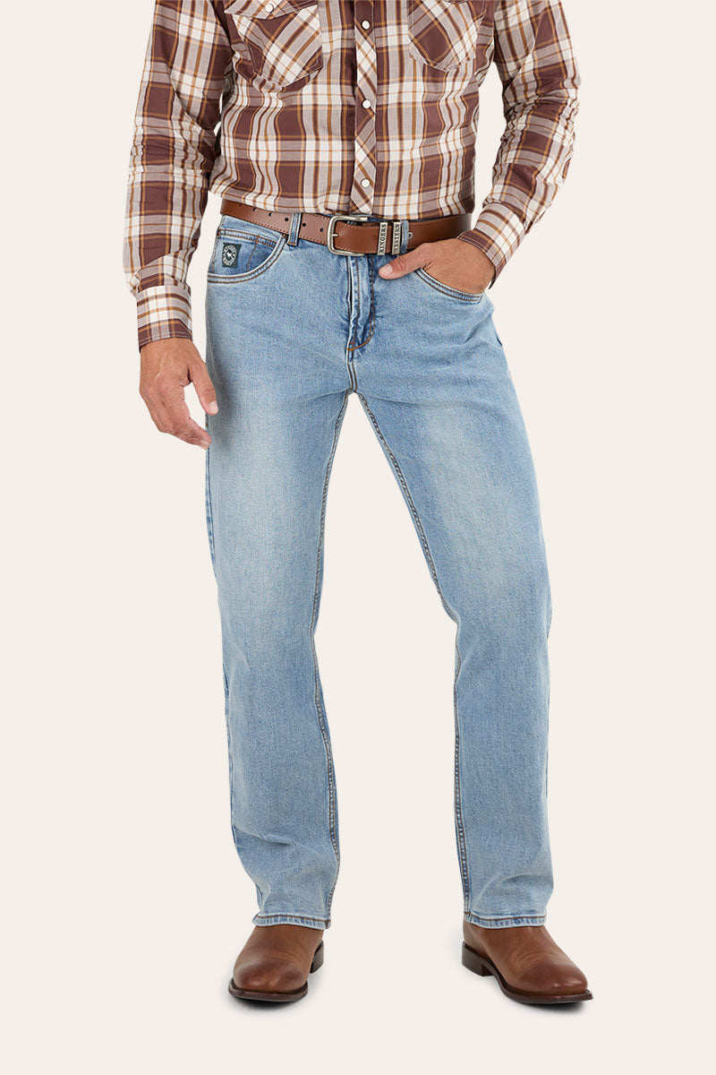 Muster Mens Slim Straight Fit Mid Rise Jeans