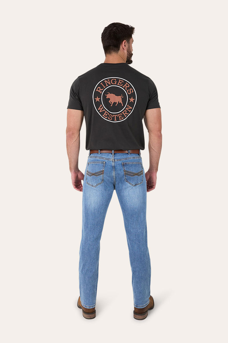 Muster Mens Slim Straight Fit Mid Rise Jeans