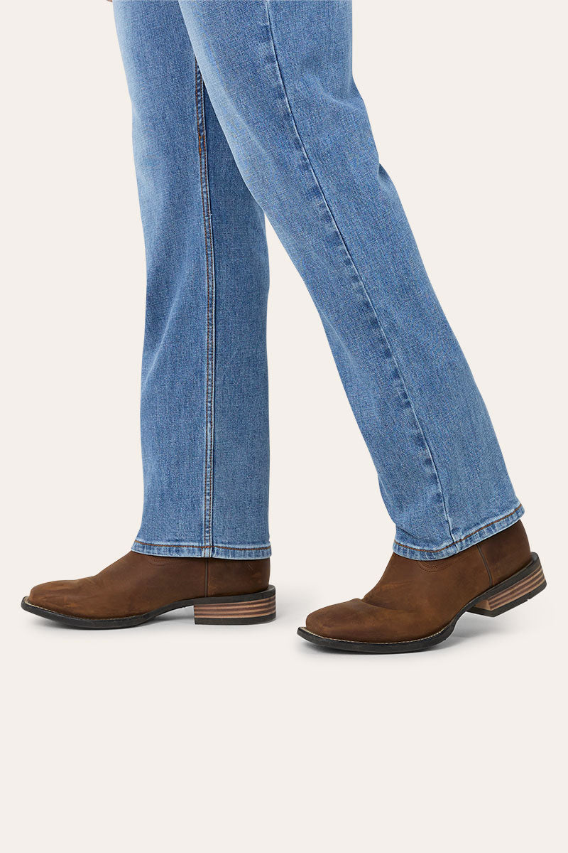 Muster Mens Slim Straight Fit Mid Rise Jeans