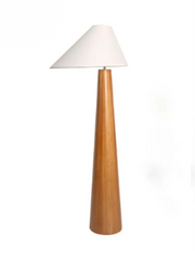 Scandinavian Wabi-Sabi Solid Wood Floor Lamp with White Fabric Shade for Living Room & Bedroom
