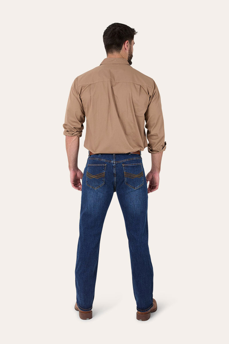 Muster Mens Slim Straight Fit Mid Rise Jeans