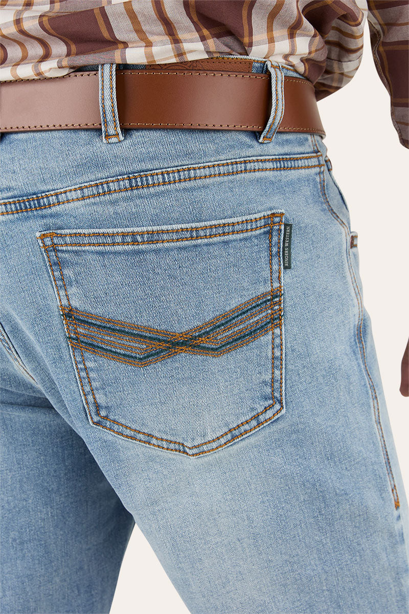 Muster Mens Slim Straight Fit Mid Rise Jeans