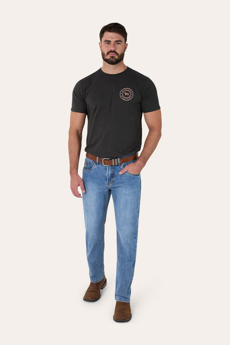 Muster Mens Slim Straight Fit Mid Rise Jeans