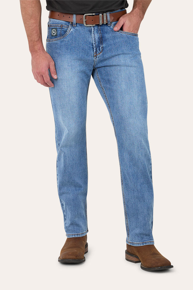 Muster Mens Slim Straight Fit Mid Rise Jeans