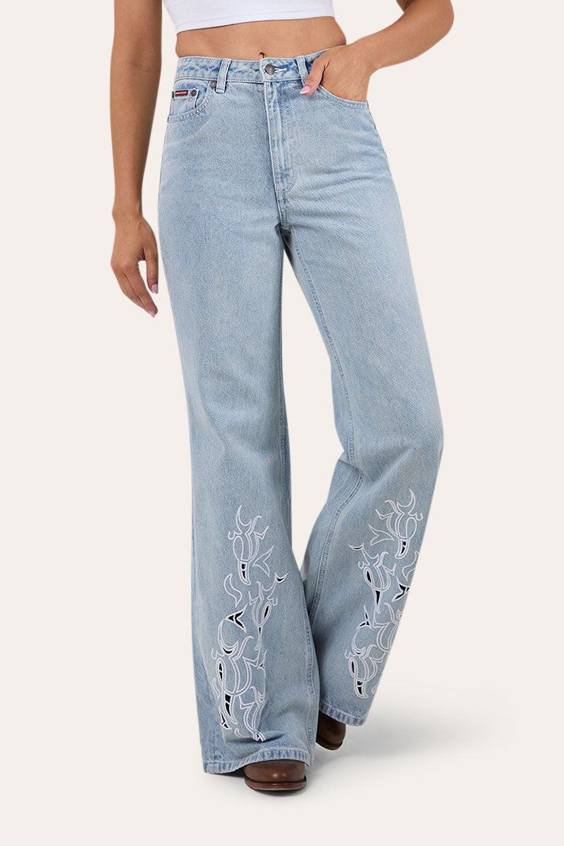 April Womens High Rise Wide Leg Jean
