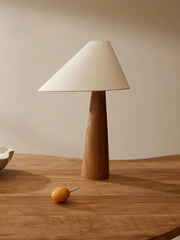 Scandinavian Wabi-Sabi Solid Wood Floor Lamp with White Fabric Shade for Living Room & Bedroom